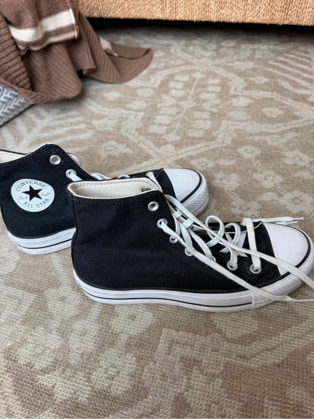 Converse Black & White Platform High Top Sneakers